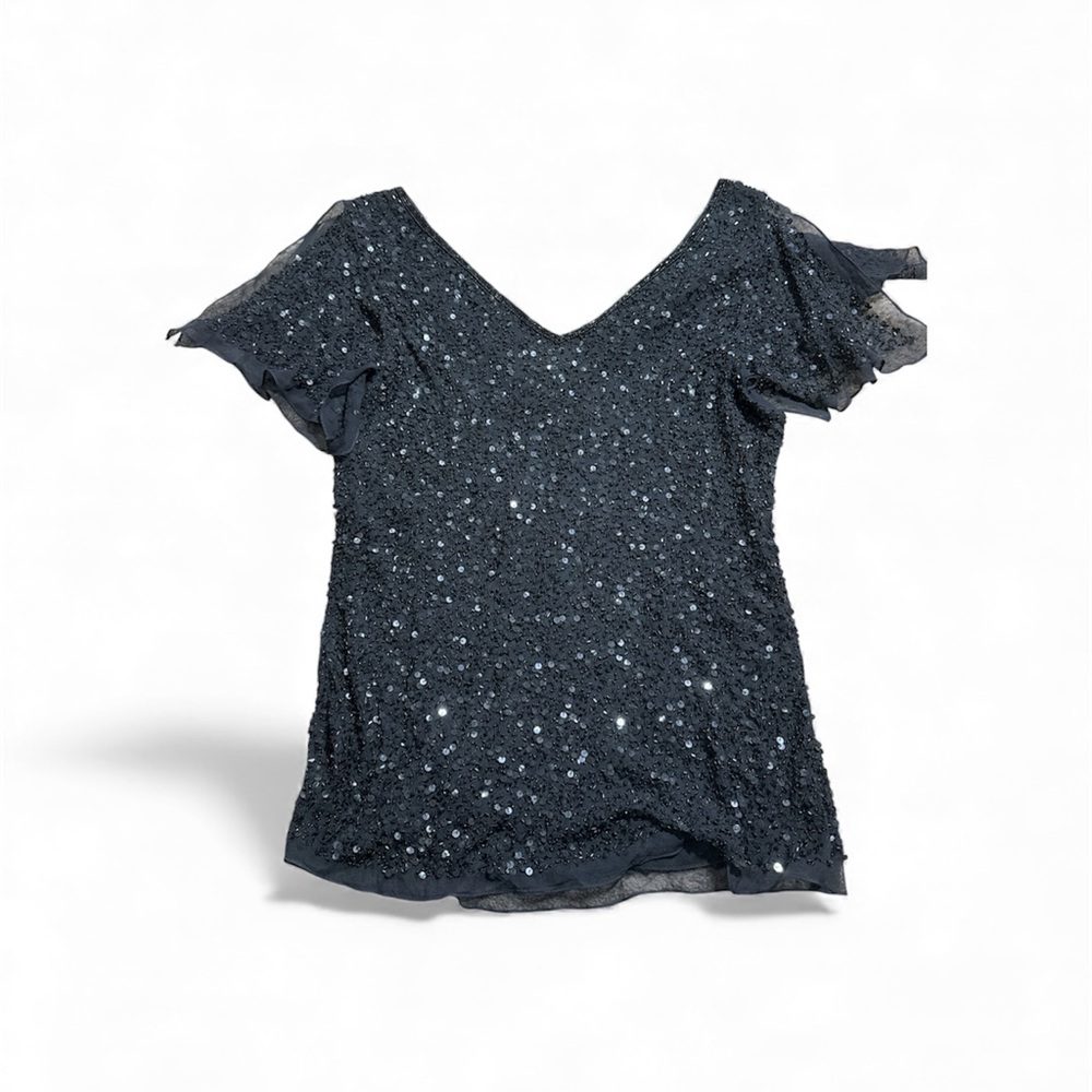 Adrianna Papell Black Sequin Embellished Top XL - Picture 2 of 5